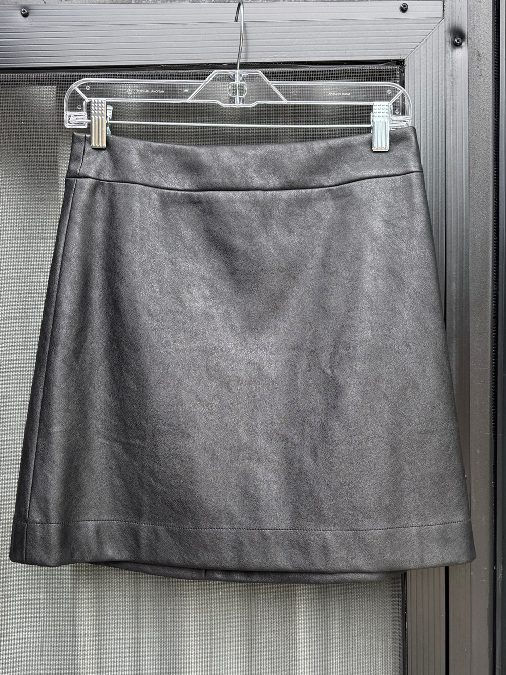 J Crew Black Faux Leather A-Line Skirt